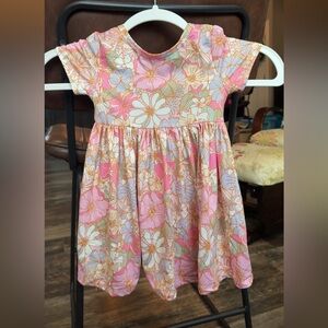 Floral Pink and White Kids Dress